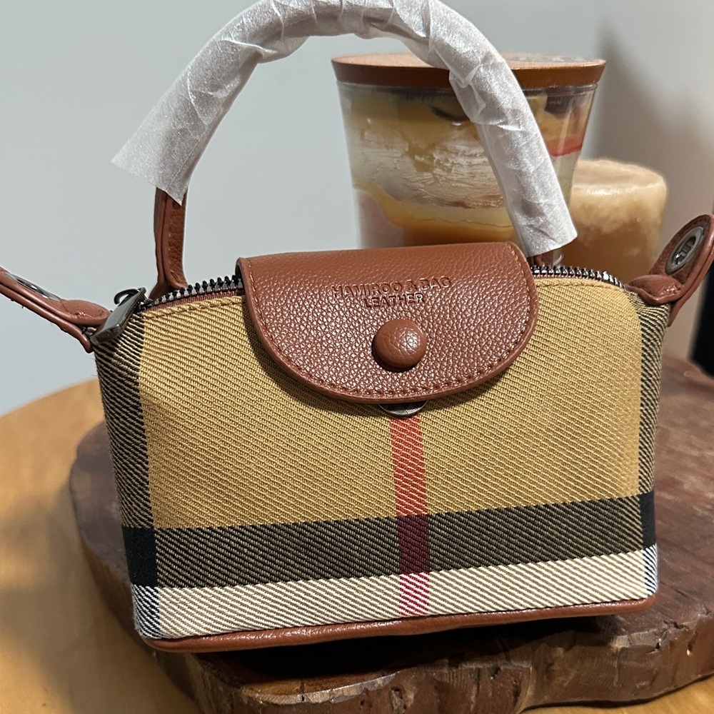 Mini Bag in Tan and Brown Check
